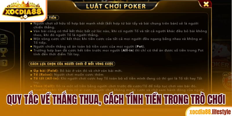 Những quy tắc về thắng thua, cách tính tiền trong trò chơi
