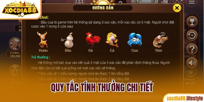 Quy tắc tính thưởng chi tiết